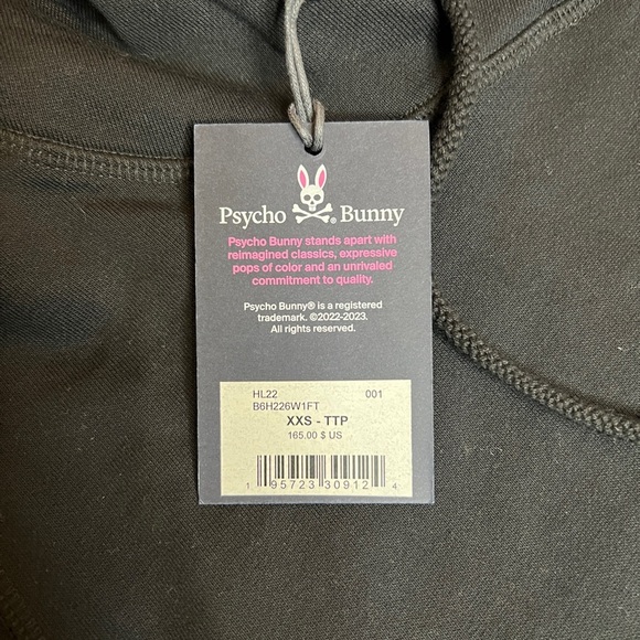 Psycho Bunny Black Logo Pullover Hoodie Sweatshirt Men’s Size XXS NWT - Picture 2 of 5